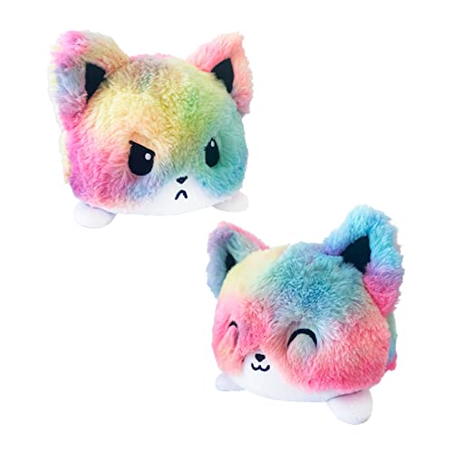 wopin Wende Kuscheltier Katze, Katze Plüsch Wenden Plüschtier, Stimmungs Stofftier Katze,Süßes Geschenk für Kinder/Freundin/Mädchen/Frauen - Durchmesser 20cm(Regenbogen-Katze) von wopin