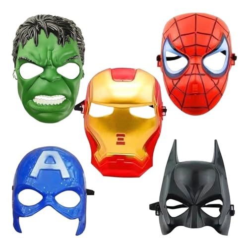 wopin 5pcs Kinder-Party-Masken Superhelden-Maske Kostüm-Cosplay-Party-Masken Halbmasken mit elastischen Frauen - Karnevalsmaske Party-Maske für den Urlaub von wopin