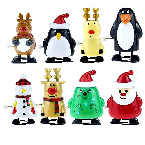 wopin 8Pcs Weihnachten Wind Up Spielzeug, lustige Walking Wind Up Spielzeug für Kinder Weihnachtsstrumpf und Goody Bag Filler für Festliche Party von wopin