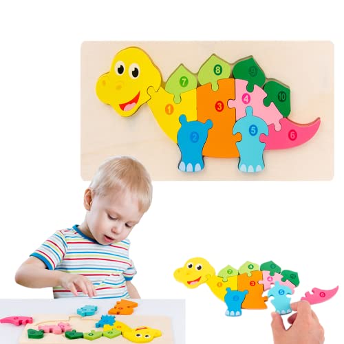 Holzpuzzle Holzspielzeug Puzzle Dinosaurier Spielzeug Stegosaurus Steckpuzzle Montessori Lernspielzeug Jigsaw Geschenk für Kinder Junge Mädchen von workbees