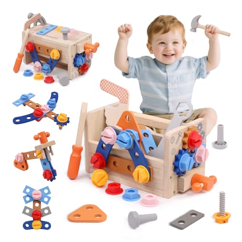 wotoyd Montessori Spielzeug Holzspielzeug 3 Jahre Werkzeugkoffer Kinder ab 3 4 5 Jahre Lernspiele Spielzeug Werkzeug Spiele Geschenk für Junge Mädchen (38 Stück) wotoyd Montessori Spielzeug Holzspielzeug 3 Jahre Werkzeugkoffer Kinder ab 3 4 5 Jahre Lernspiele Spielzeug Werkzeug Spiele Geschenk für Junge Mädchen (38 Stück) von wotoyd