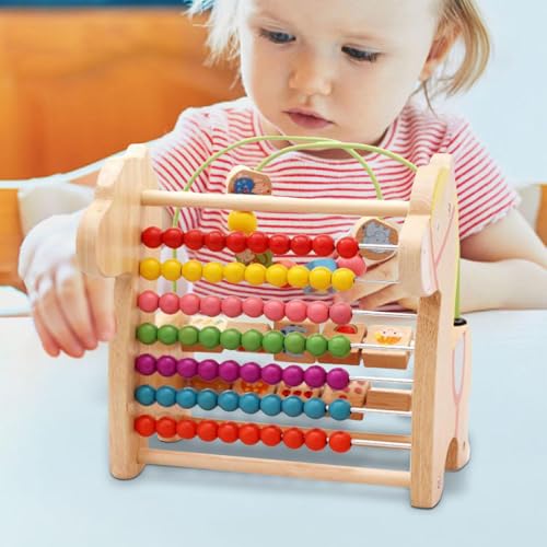 wqibq Abacus-Perlen-Labyrinth, Labyrinth aus bunten Holzperlen, Lernspielzeug, Labyrinth mit bunten Perlen, Abakus, Russisches Bergspielzeug, zum Lernen von wqibq