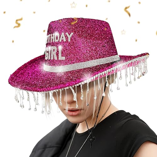 wqibq Cowboyhüte Für Damen,Geburtstags-Damenhut für Erwachsene - Mit Strasssteinen Glitzernd Atmungsaktiv Für Damen Fest Reise Party wqibq Cowboyhüte Für Damen,Geburtstags-Damenhut für Erwachsene - Mit Strasssteinen Glitzernd Atmungsaktiv Für Damen Fest Reise Party von wqibq