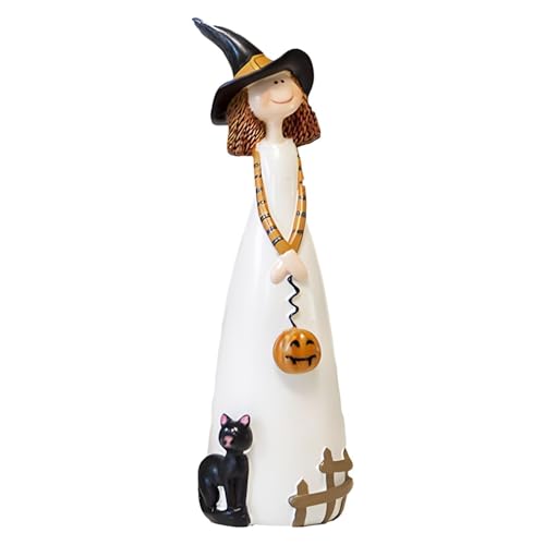 wqibq Figuren und Hexenstatuen, schöne Dekoration für Party und Haus und Akzente, Halloween-Hexendekoration, klassische Hexenhüte, Katze, Geist von wqibq