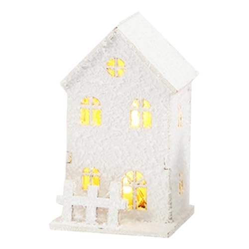 wqibq LED Licht Holzhaus Weihnachten, Familien-Kunst- und Basteldekorationsprojekt, BlinklichterLeuchtende Miniatur-Weihnachtsverzierung - von wqibq