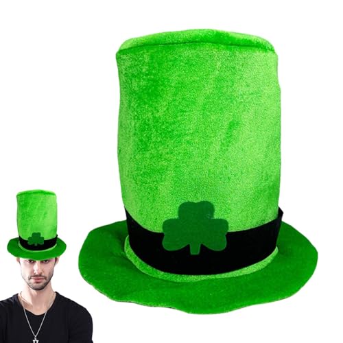 wqibq St. Patrick Hut, Koboldhut - Grüner Kobold-Zylinder mit Schnalle | Deluxe-Kobold-Hut, Saint-Patricks-Kostümhüte für Teenager für St. Patrick, Versammlungen von wqibq