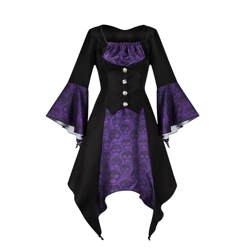 wuchun Halloween-Kostüm für Damen, Gothic-Steampunk-Kleid, Renaissance-Feenkostüm, mittelalterliches kurzes Korsettkleid von wuchun