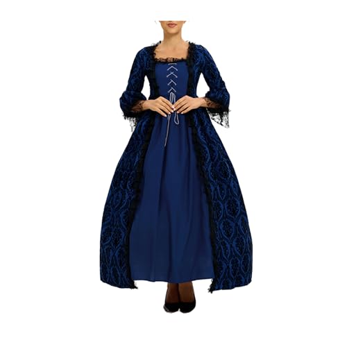 wuchun Mittelalter-Kleid für Damen, Renaissance-Kostüm, Maxi-Langballkleid für Halloween-Party von wuchun