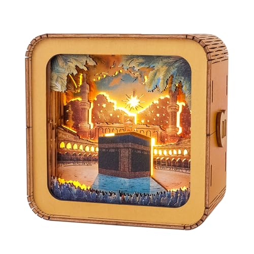 3D Puzzle Nachtlicht Erwachsene, Heilige Makkah DIY Holzpuzzle, Eye Care Nachtlicht mit Touchable Switch, Personalisierte Geschenke für Familie Freund DIY Puzzle-Liebhaber von wudhank