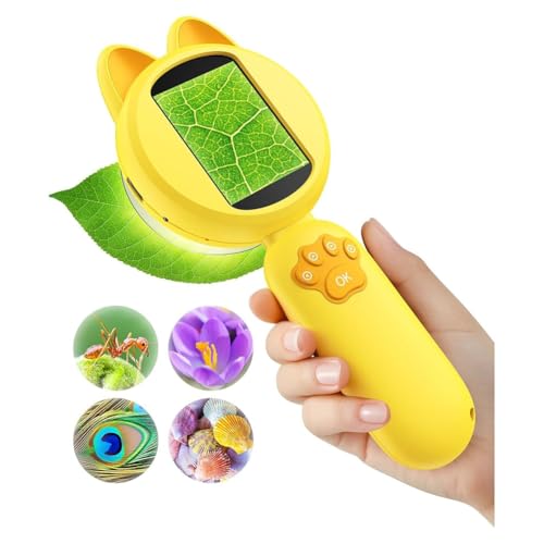 wudoo Mikroskop für Kinder - 2 LCD-Bildschirm mit 8 LED-Leuchten, Tragbares Mini-Mikroskop für Kinder - Lernen für Kinder von wudoo