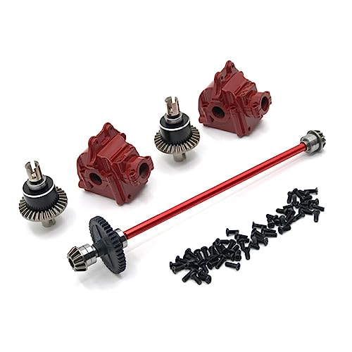 wueiooskj 1/14 RC Auto Getriebe Upgrade Metall Differentialgetriebe Reparatursatz Ersatz für WLtoys 144010 144001 144002, Rot von wueiooskj