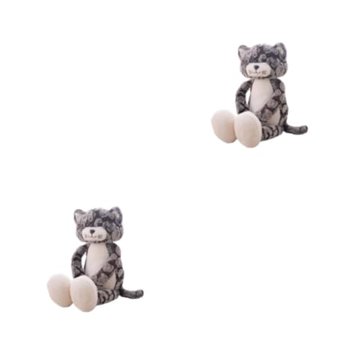 wueiooskj 2 Satz von Niedliches Plüschtier, gefüllte Simulation langbeiniger Katzenpuppe, weiches Schlafkissen, Kinderspielzeug, Kinder Weihnachtsdekoration, Schwarz, Schwarz 50cm, 2Satz von wueiooskj