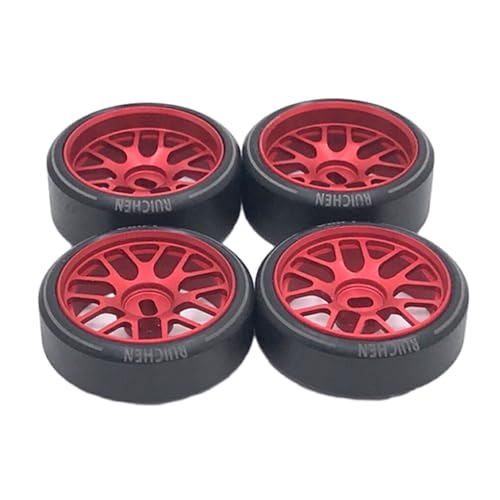 wueiooskj 4 stück 27mm Drift Reifen Reifen Metall Felge Für 1/28 Wltoys K969 K989 P929 Drift Räder Für WLtoys 1/28 K969 K979 K989, Rot von wueiooskj