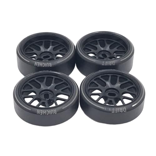 wueiooskj 4 stück 27mm Drift Reifen Reifen Metall Felge Für 1/28 Wltoys K969 K989 P929 Drift Räder Für WLtoys 1/28 K969 K979 K989, Schwarz von wueiooskj