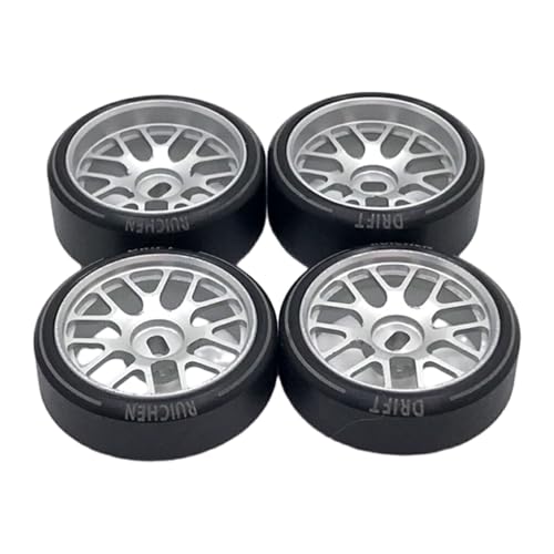 wueiooskj 4 stück 27mm Drift Reifen Reifen Metall Felge Für 1/28 Wltoys K969 K989 P929 Drift Räder Für WLtoys 1/28 K969 K979 K989, Silber von wueiooskj