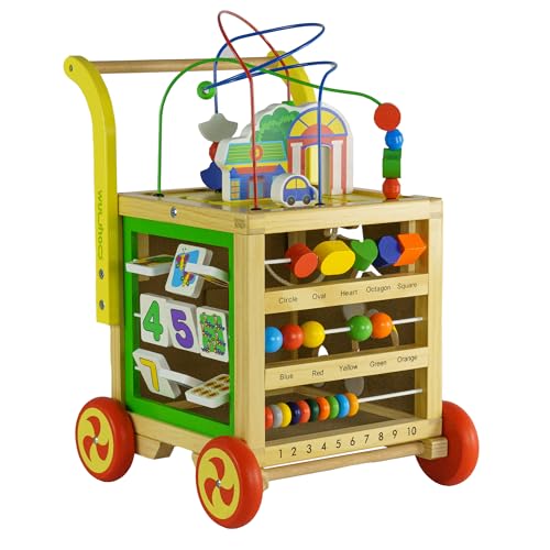 wuuhoo® Lauflernwagen aus Holz - höhenverstellbare Lauflernhilfe mit Puzzle, und Zahlen - Pädagogisches Babyspielzeug, Laufwagen, Holzspielzeug für Kinder ab 1 Jahr Bea von wuuhoo