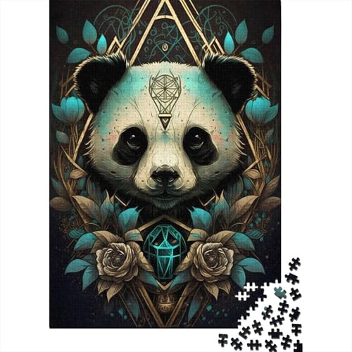 1000-teiliges Puzzle „Mystischer Panda“ Puzzle für Erwachsene Holzbrett-Puzzle Lernspiel für Erwachsene Teenager 1000 Teile (75 x 50 cm) von wuzihanptpt