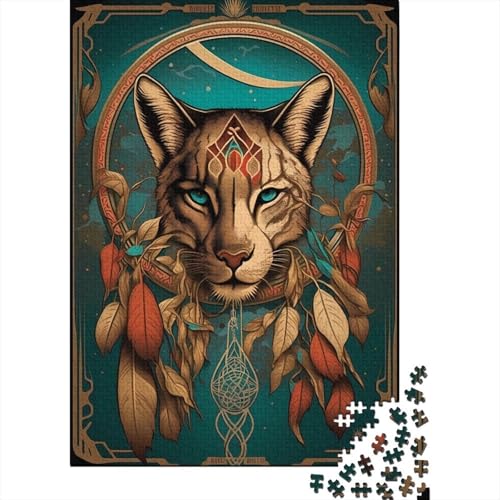 1000-teiliges Puzzle „Native Cougar“ Puzzles für Erwachsene und Jugendliche Holzbrett-Puzzle Spielzeug Denkspiel 1000 Teile (75 x 50 cm) von wuzihanptpt