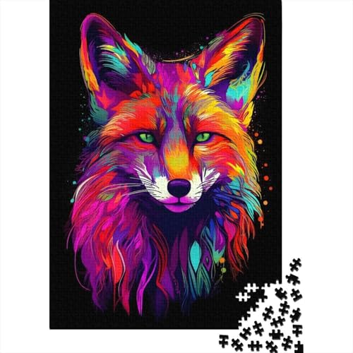 1000-teiliges Puzzle „Neon Fox“ Puzzles für Erwachsene und Jugendliche Holzbrett-Puzzles Spielzeug Denkspiel 1000 Teile (75 x 50 cm) von wuzihanptpt