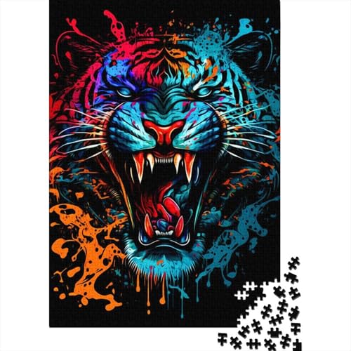 1000-teiliges Puzzle Tiger-Puzzle für Erwachsene und Jugendliche Holzbrett-Puzzle Spielzeug Denkspiel 1000 Teile (75 x 50 cm) von wuzihanptpt