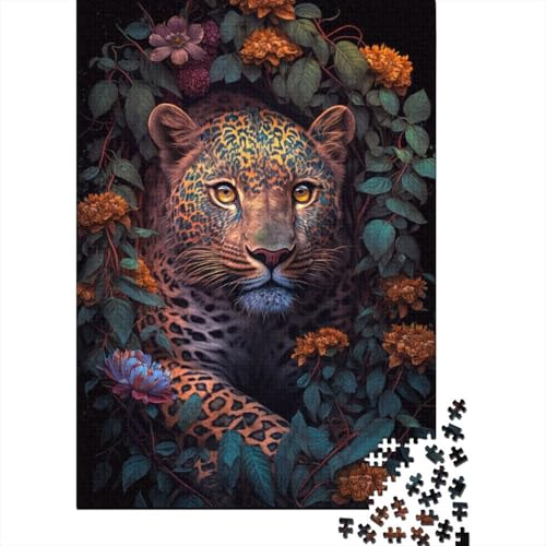 1000-teiliges Puzzle für Erwachsene Der geblümte Leopard Puzzles für Erwachsene und Jugendliche Holzpuzzle Spielzeug Denkspiel 1000 Teile (75 x 50 cm) von wuzihanptpt