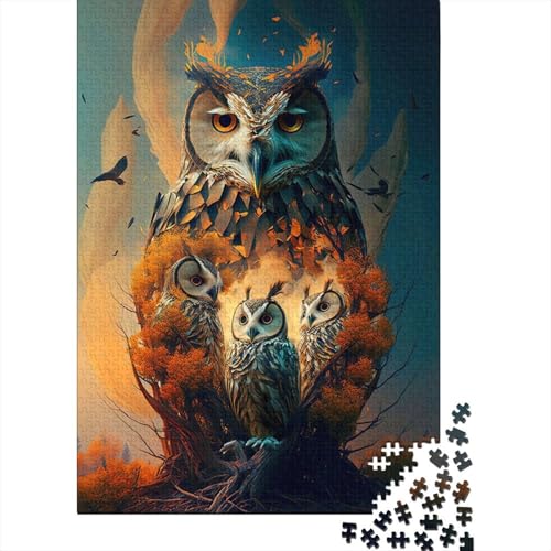 1000-teiliges Puzzle für Erwachsene Eulen-Puzzles für Erwachsene und Jugendliche Holzpuzzle Spielzeug Denkspiel 1000 Teile (75 x 50 cm) von wuzihanptpt