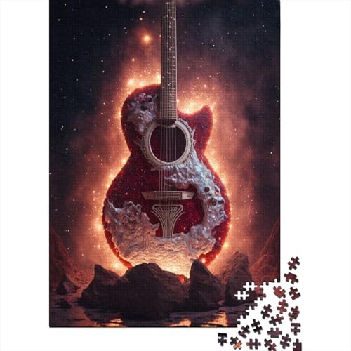 1000-teiliges Puzzle für Erwachsene Gitarrenpuzzle für Erwachsene und Jugendliche Holzpuzzle Spielzeug Denkspiel 1000 Teile (75 x 50 cm) von wuzihanptpt