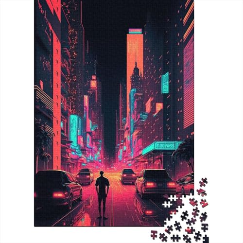 1000-teiliges Puzzle für Erwachsene New York City Neon-Puzzles für Erwachsene und Jugendliche Holzpuzzles Spielzeug Denkspiel 1000 Teile (75 x 50 cm) von wuzihanptpt