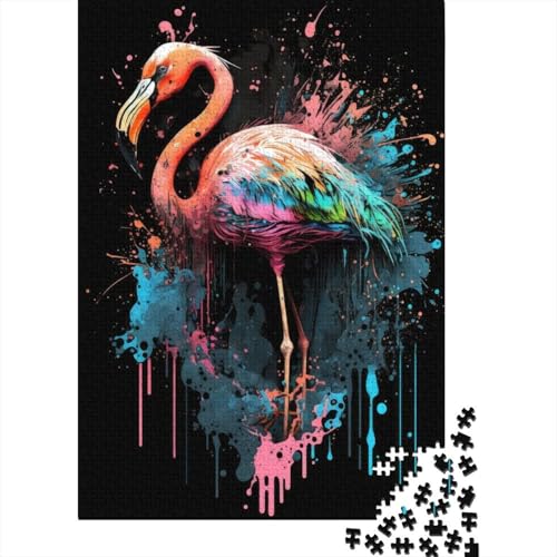 1000-teiliges Puzzle für Erwachsene Paintsplash Flamingo-Puzzles für Erwachsene und Jugendliche Holzpuzzles Spielzeug Denkspiel 1000 Teile (75 x 50 cm) von wuzihanptpt