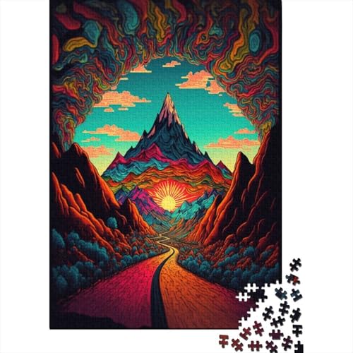 1000-teiliges Puzzle für Erwachsene Psychedelic Valley III Puzzle für Erwachsene Holzbrett-Puzzle dekomprimierendes geistiges Lernspielzeug 1000 Teile (75 x 50 cm) von wuzihanptpt