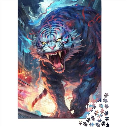 1000-teiliges Puzzle für Erwachsene White Tiger Rage Puzzles für Erwachsene und Jugendliche Holzpuzzle Spielzeug Denkspiel 1000 Teile (75 x 50 cm) von wuzihanptpt