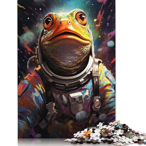 1000-teiliges Puzzle für Erwachsene farbenfrohe Psychedelia von Frog Astronaut. Puzzle für Erwachsene Holzpuzzle Erwachsene und Kinder 1000 Teile (75 x 50 cm) von wuzihanptpt