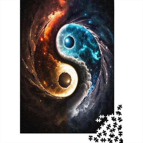 1000-teiliges Puzzle mit Yin-Yang-Symbol Puzzles für Erwachsene und Jugendliche Holzbrett-Puzzle Spielzeug Denkspiel 1000 Teile (75 x 50 cm) von wuzihanptpt