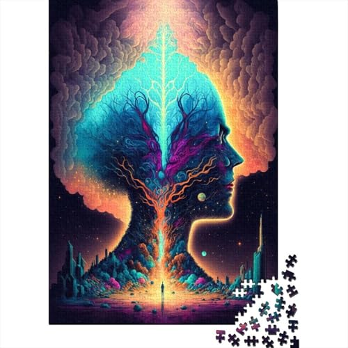 1000-teiliges Puzzle psychedelische Denksportaufgaben für Erwachsene und Jugendliche Holzbrett-Puzzle Spielzeug Denkspiel 1000 Teile (75 x 50 cm) von wuzihanptpt