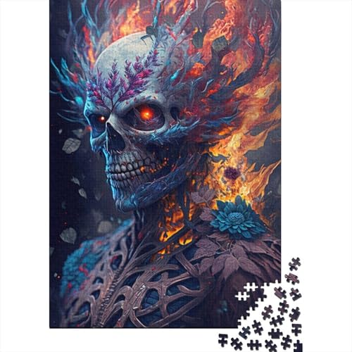 300-teiliges Puzzle „Blumenskelett auf Feuer“ Puzzle für Erwachsene Holzbrett-Puzzle Lernspiel für Erwachsene Teenager 300 Teile (40 x 28 cm) von wuzihanptpt