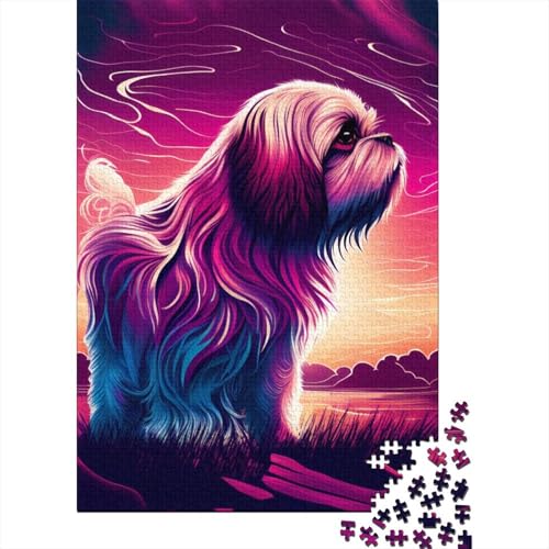 300-teiliges Puzzle „Ein wunderschöner Shitzu-Hund“ Puzzle für Erwachsene Holzbrett-Puzzle Lernspielzeug 300 Teile (40 x 28 cm) von wuzihanptpt