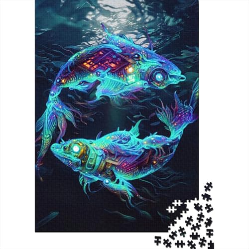 300-teiliges Puzzle „Fische“ Puzzle für Erwachsene Holzbrett-Puzzle Lernspiel für Erwachsene Teenager 300 Teile (40 x 28 cm) von wuzihanptpt