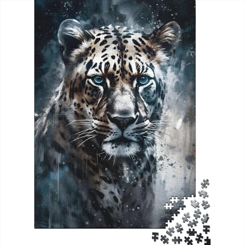 300-teiliges Puzzle „Leopardenporträt-Malerei“ Puzzles für Erwachsene und Jugendliche Holzbrett-Puzzles Spielzeug Denkspiel 300 Teile (40 x 28 cm) von wuzihanptpt