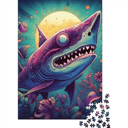 300-teiliges Puzzle „Monsterhai“ Puzzle für Erwachsene und Jugendliche Holzbrett-Puzzle Spielzeug Denkspiel 300 Teile (40 x 28 cm) von wuzihanptpt