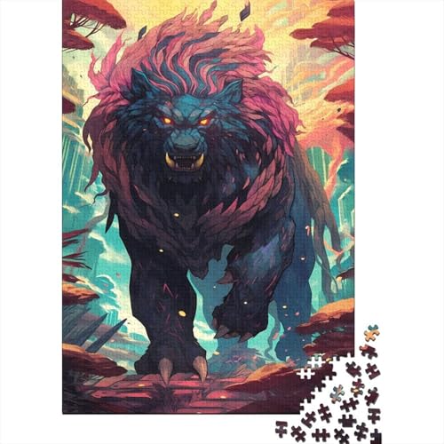 300-teiliges Puzzle „Schwarzes Löwenmonster“ für Erwachsene und Jugendliche Holzbrett-Puzzle Puzzle für Sommerliebhaber 300 Teile (40 x 28 cm) von wuzihanptpt