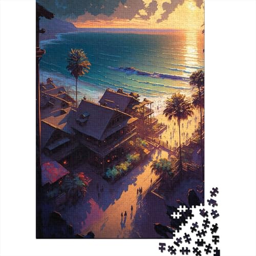 300-teiliges Puzzle „Strandresort“ Puzzles für Erwachsene und Jugendliche Holzbrett-Puzzles Spielzeug Denkspiel 300 Teile (40 x 28 cm) von wuzihanptpt