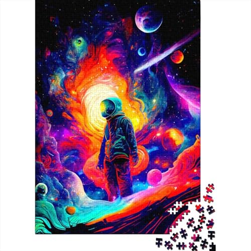 300-teiliges Puzzle für Erwachsene Astronauten-Puzzle buntes Puzzle für Erwachsene Holzbrett-Puzzle dekomprimierendes geistiges Lernspielzeug 300 Teile (40 x 28 cm) von wuzihanptpt