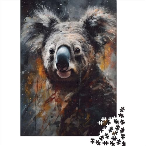 300-teiliges Puzzle für Erwachsene Öl-Koala-Porträt Puzzles für Erwachsene Holzbrett-Puzzles Lernspiele Heimdekorations-Puzzle. 300 Teile (40 x 28 cm) von wuzihanptpt