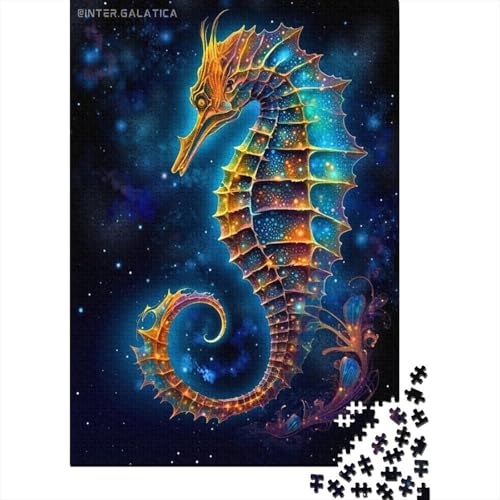 300-teiliges Puzzle für Erwachsene Sternenhimmel Seepferdchen-Puzzle für Erwachsene Holzbrett-Puzzle dekomprimierendes geistiges Lernspielzeug 300 Stück (40 x 28 cm) von wuzihanptpt