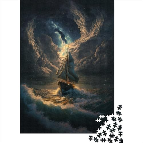 500-teiliges Puzzle „Boot auf See“ Puzzle für Erwachsene und Jugendliche Holzbrett-Puzzle Puzzle für Sommerliebhaber 500 Teile (52 x 38 cm) von wuzihanptpt