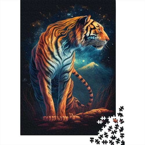 500-teiliges Puzzle „Ein Tiger in der Nacht“ Puzzles für Erwachsene und Jugendliche Holzbrett-Puzzles Spielzeug Denkspiel 500 Teile (52 x 38 cm) von wuzihanptpt