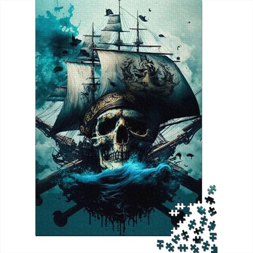 500-teiliges Puzzle „Piratenschiff“ für Erwachsene Holzbrett-Puzzle tolles Geschenk für Erwachsene 500 Teile (52 x 38 cm) von wuzihanptpt