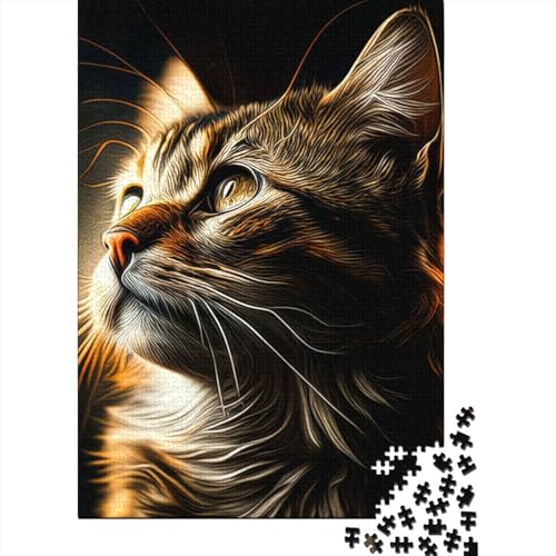 500-teiliges Puzzle Katzen-Puzzle für Erwachsene Holzbrett-Puzzle Lernspiel für Erwachsene Teenager 500 Teile (52 x 38 cm) von wuzihanptpt