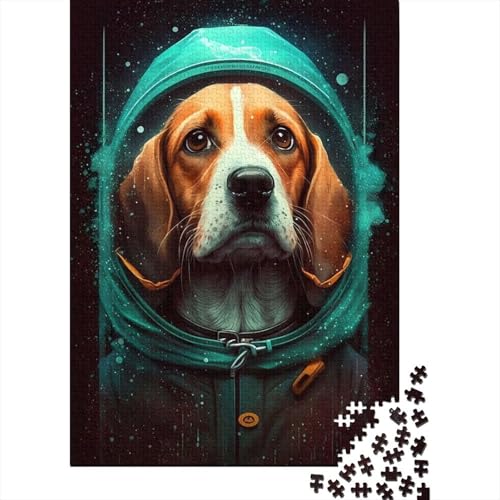 500-teiliges Puzzle für Erwachsene Beagle-Hund Puzzle für Erwachsene Holzbrett-Puzzle Lernspiele Heimdekorations-Puzzle. 500 Teile (52 x 38 cm) von wuzihanptpt