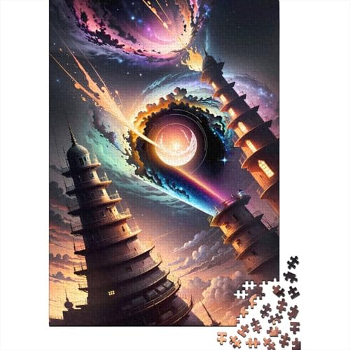 500-teiliges Puzzle für Erwachsene Black Hole Tower Weltraum-Puzzles für Erwachsene und Jugendliche Holzpuzzle Spielzeug Denkspiel 500 Teile (52 x 38 cm) von wuzihanptpt